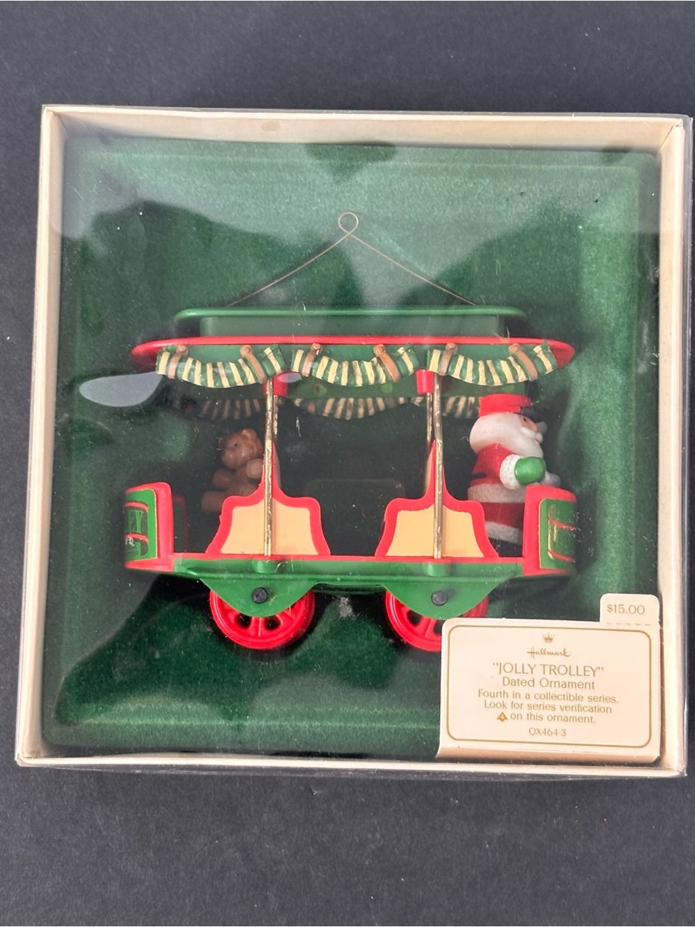 1982 Hallmark Jolly Trolley Keepsake ornament in original box